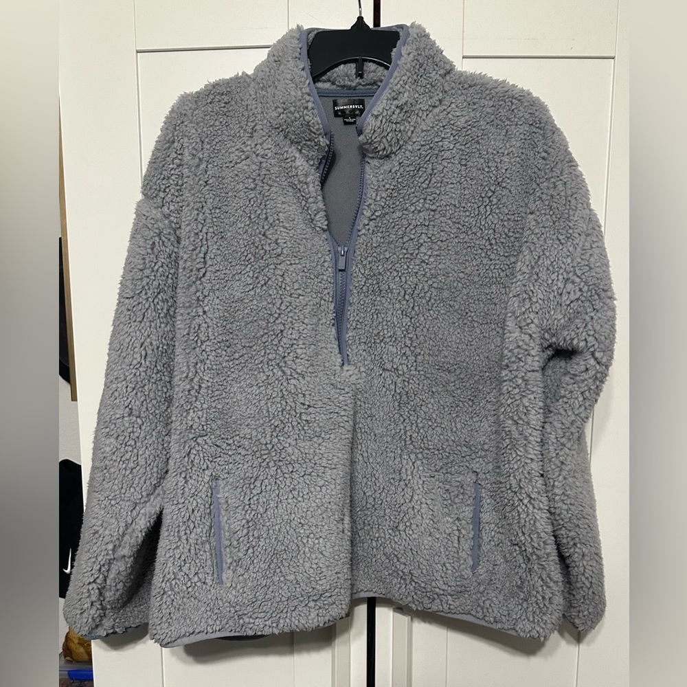 Summersalt Light Gray Blue Sherpa Jacket